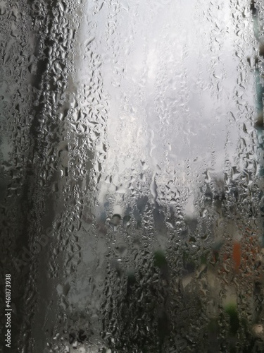 moisture of window during rainy day in Bangkok Thailand