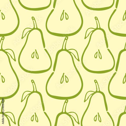 Pear seamless background. Great for kitchenware such as tea towel, aprons, oven gloves.  Suitable for food, fruit and juice packaging.  