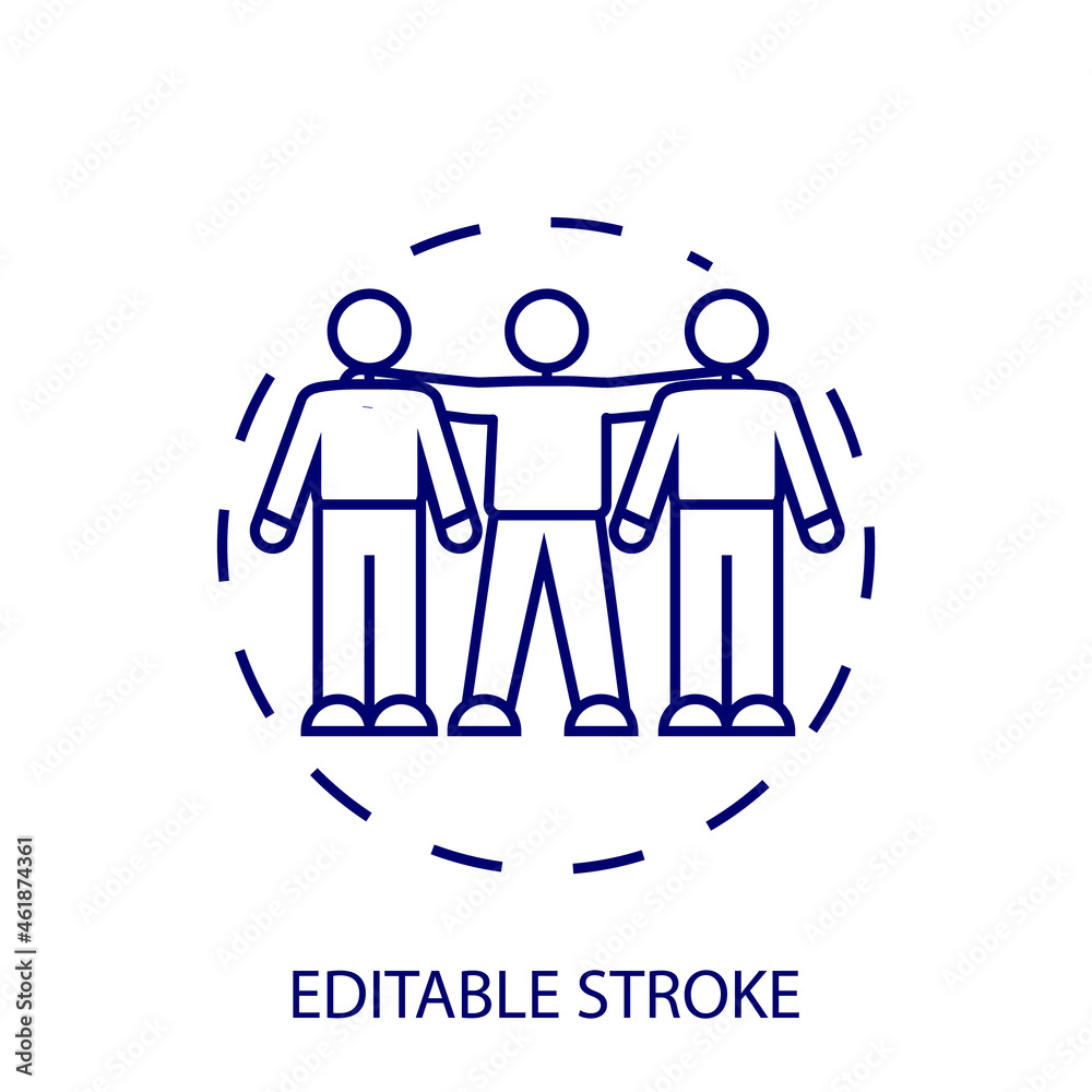 Cohesion of people outline concept icon. Zero waste. Save the Earth. Editable stroke. Isolated vector illustration Cohesion of people outline concept icon. Zero waste. Save the Earth. Editable stroke. Isolated vector illustration