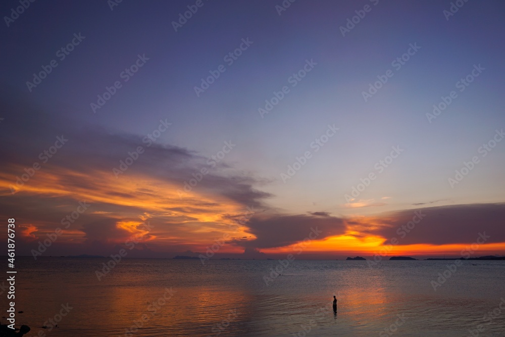 Alone in the sunset at Koh Phangan