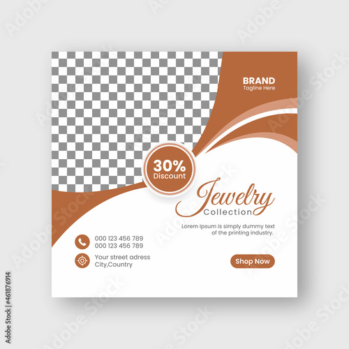 Jewelry social media Instagram post banner or square flyer design Premium Vector
