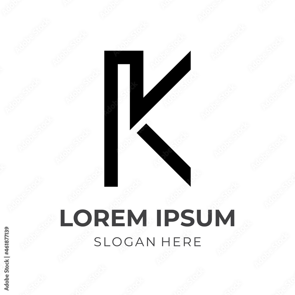 letter K logo design with line black color style letter K logo design with line black color style