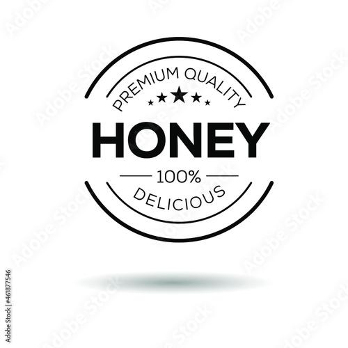 Creative (honey) logo, honey sticker, vector illustration.