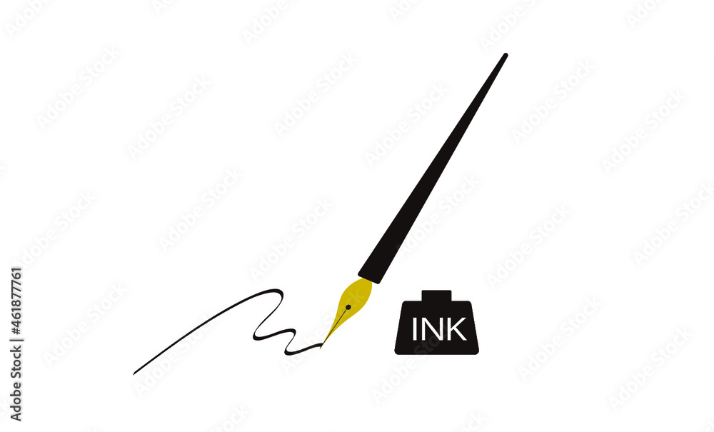 Fountain pen,letter,envelope,writing sheet,pad,illustrated,vector,stationary - obrazy, fototapety, plakaty 