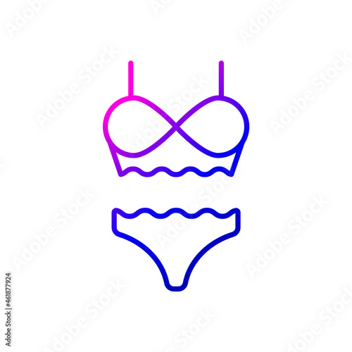 Woman lingerie outline icon. Sex shop and swimming wear. Purple gradient symbol. Isolated vector illustration