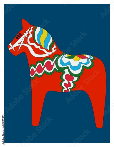 Painted wooden Swedish horse