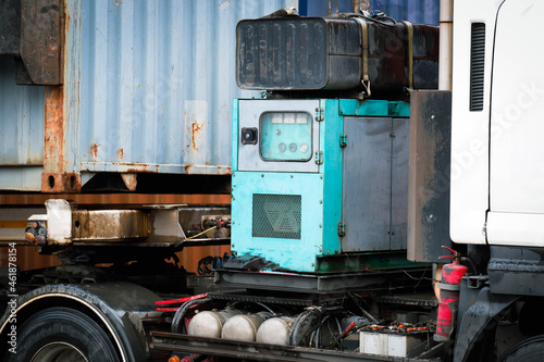 generator behind truck Logistics industry, import and export photo