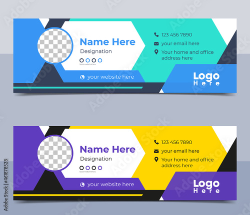 creative business email signature template or email footer and personal social media cover Premium Vector
