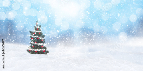 Unscharfer Verschneiter Hintergrund mit Schneeflocken