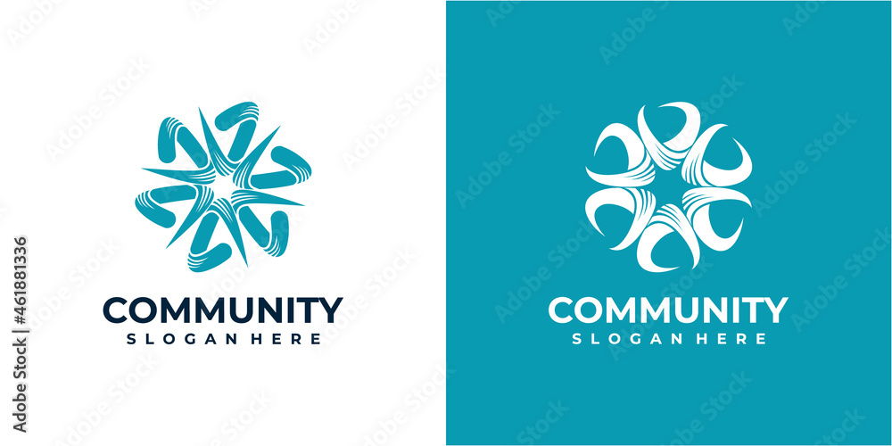 Letter V community logo design concept. Abstract letter V logo design with business card