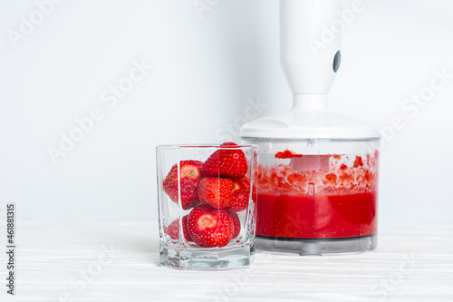 Strawberries Smoothie in a blender