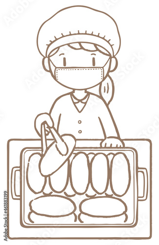 給食当番・給食係のこども/This is an illustration of a child giving out lunch.