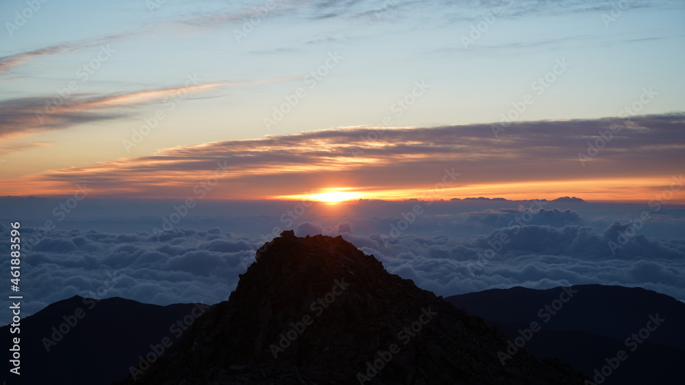 奥穂高山頂からの日の出