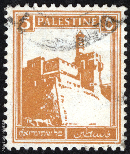 Postage stamps of the Palestine. Stamp printed in the Palestine. Stamp printed by Palestine.