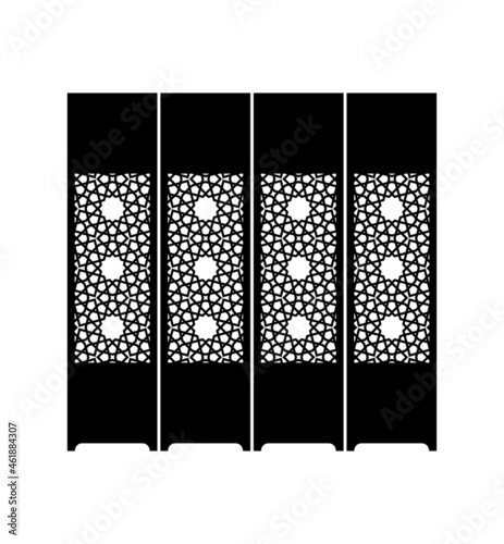Silhouette of the eastern septum of black color on a white background. Vector clipart.
