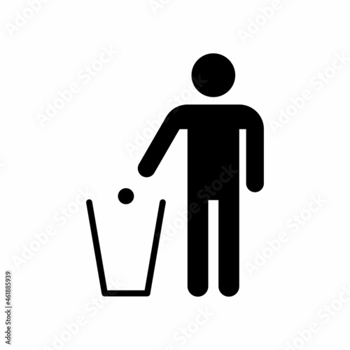 Man throwing trash icon. Throw garbage in its place symbol. High quality and suitable for your design, web design, symbol on buildings and more. Flat design vector illustration on a white background.
