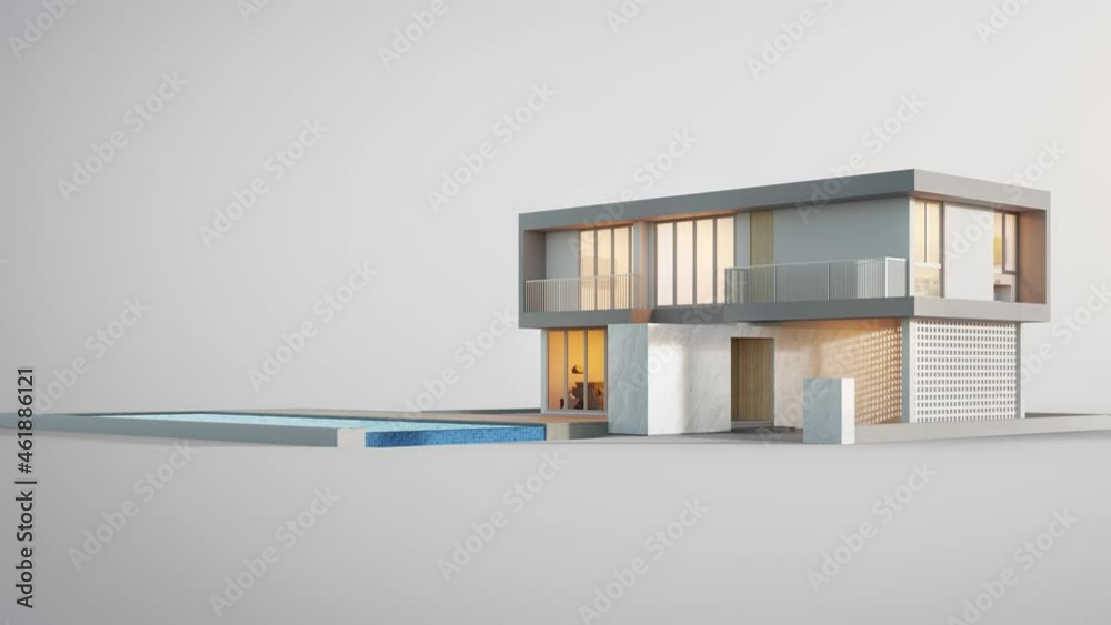 Luxury house with swimming pool isolated on empty white background in real estate sale or property investment concept. Buying new home for big family. 3d illustration of residential building exterior. Luxury house with swimming pool isolated on empty white background in real estate sale or property investment concept. Buying new home for big family. 3d illustration of residential building exterior.