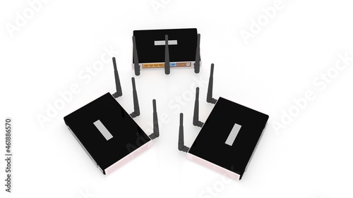 3d illustration modem internet wireless rj 45 technology concept
