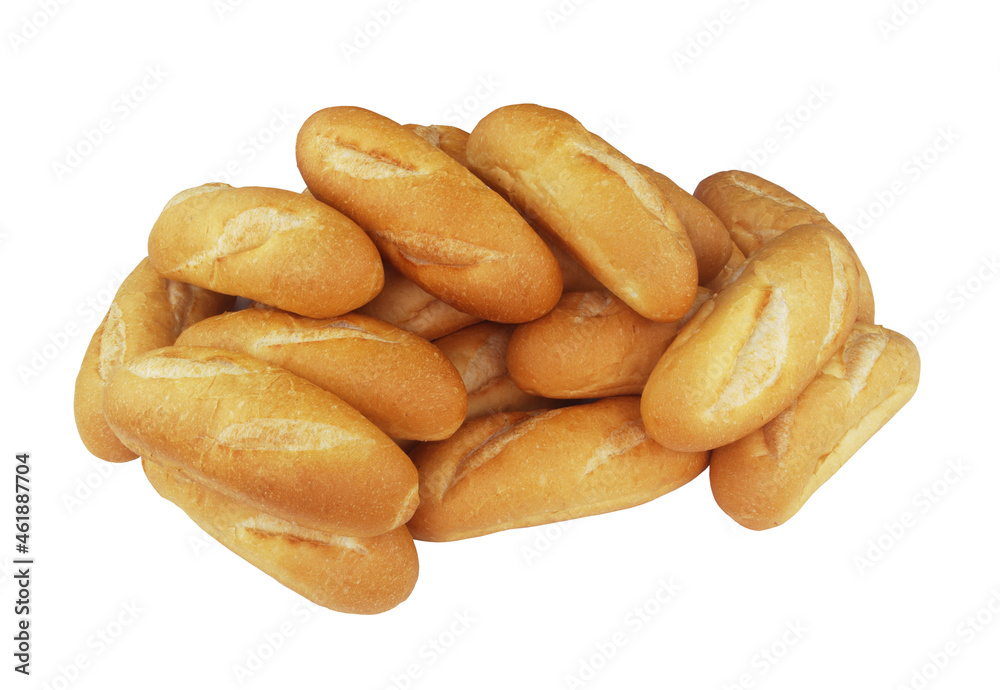 Many wheat bread buns isolated on white background Many wheat bread buns isolated on white background