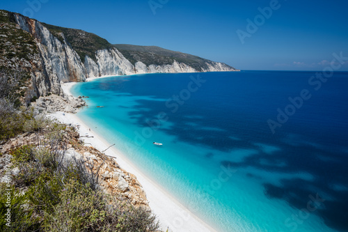 Remote and hidden Fteri beach in Kefalonia Island, Greece, Europe