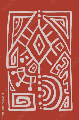 Beautiful patterns on a red background, unique textures, illustration