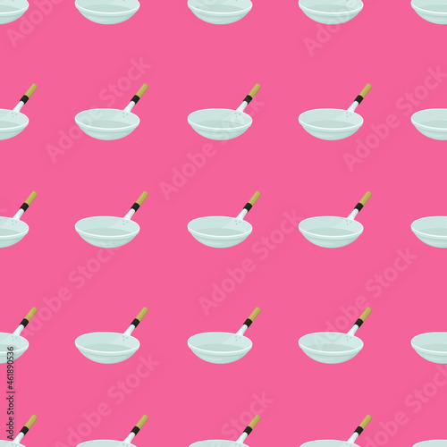 Wok Icon Emoji Pattern. Cooking Food Seamless Background Symbols. Doodle Emoticon Illustration Design Vector.