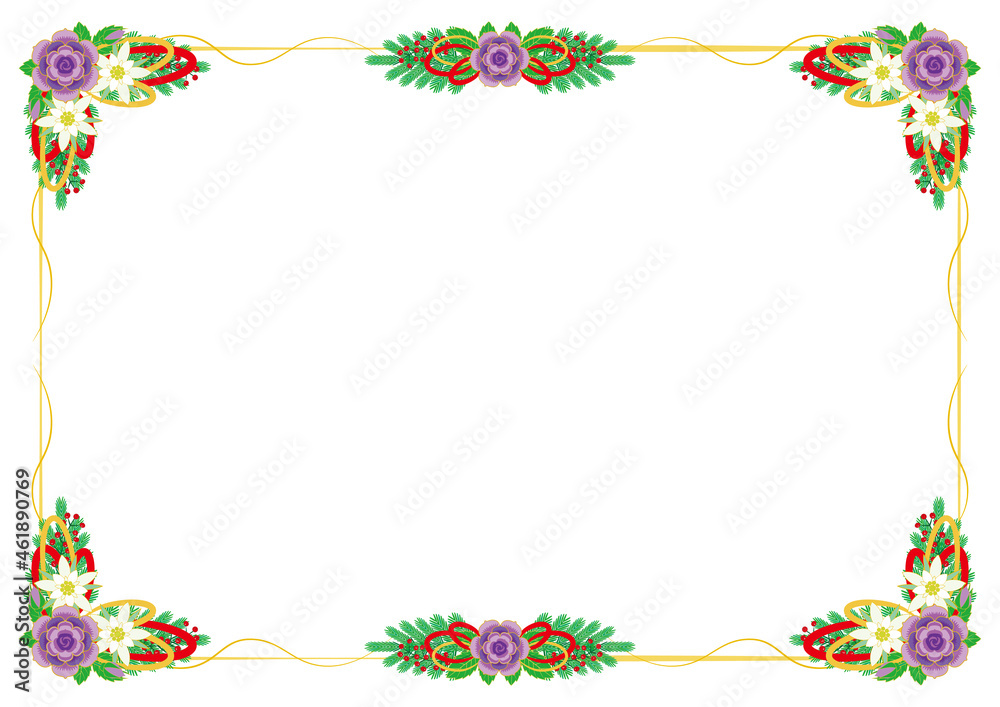 Purple and White Flower Garland Border Frame Background