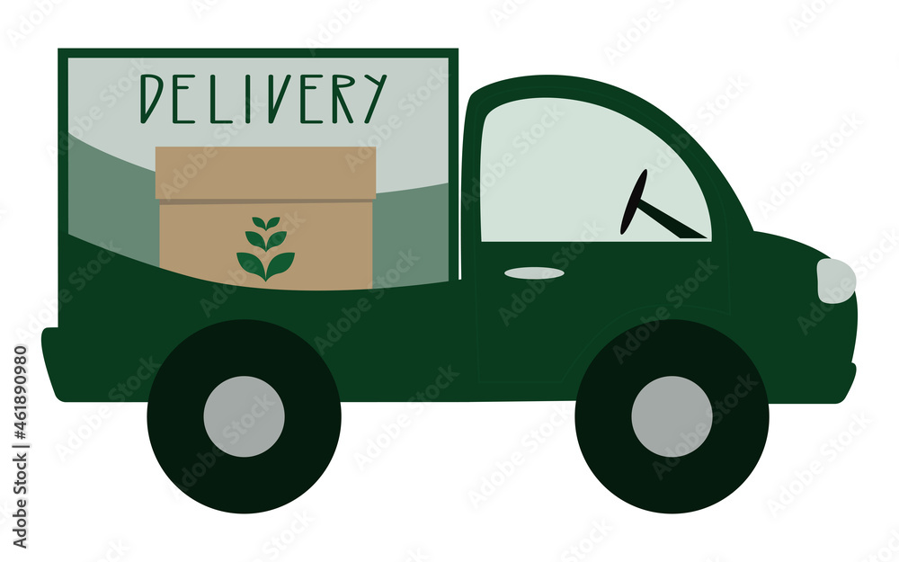 Organic food. Online order and food or product express delivery concept. Vector illustrations for food truck, vegan cafe, restaurant and natural organic food shop. Isolated on white background Organic food. Online order and food or product express delivery concept. Vector illustrations for food truck, vegan cafe, restaurant and natural organic food shop. Isolated on white background