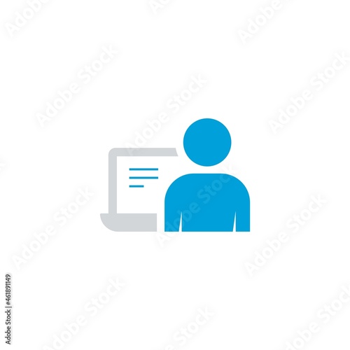 Icon student study read book on laptop single pictogram flat icon style graphic design vector