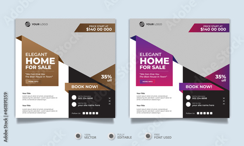 Real estate landlord house property instagram post or square web banner promo template	
