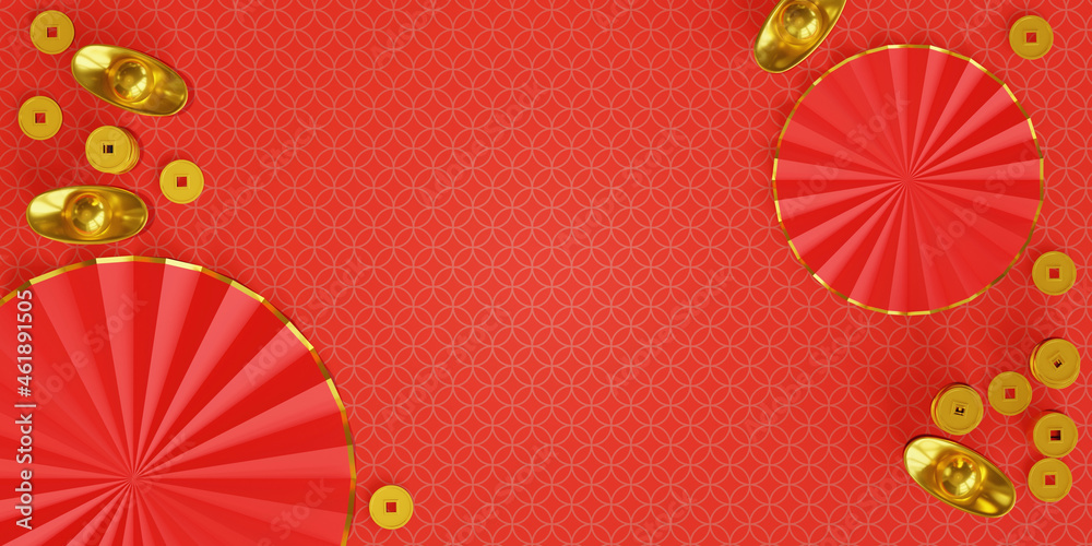 Chinese New Year Background, Mockup Template, Product demonstration, 3D Rendering.