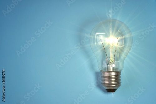 light bulb on blue background
