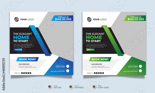 Real estate landlord house property instagram post or square web banner promo template	
