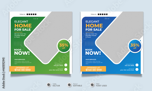 Real estate landlord house property instagram post or square web banner promo template	
