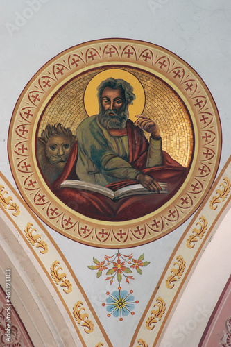 Saint Mark the Evangelist, fresco in the Cathedral of Saint Teresa of Avila in Bjelovar, Croatia