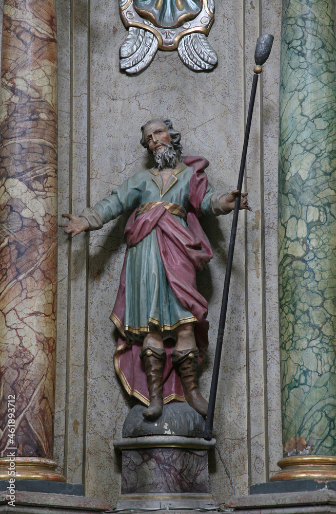 Obraz premium Saint Joachim, statue on the altar of the Immaculate Conception in the Franciscan Church of St. Peter in Cernik, Croatia