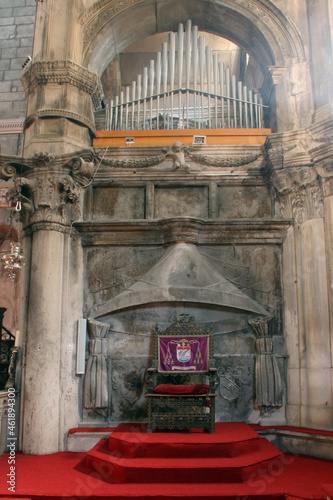 Bishop's throne in the Cathedral of St. James in Sibenik, Croatia photo