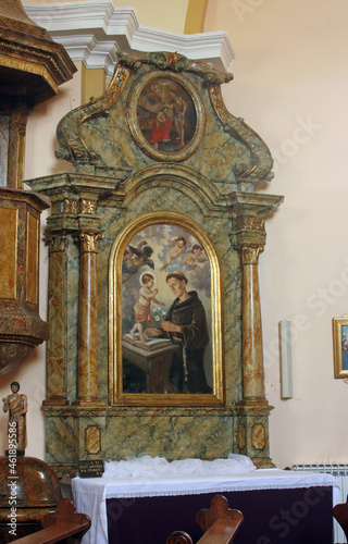 Altar of the Saint Anthony of Padua in the church of St. John the Apostle and Evangelist in Cerje, Croatia