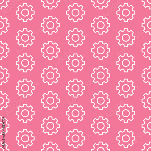 Pink seamless pattern with white gears.