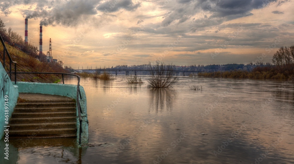 River Tom flood in Kemerovo