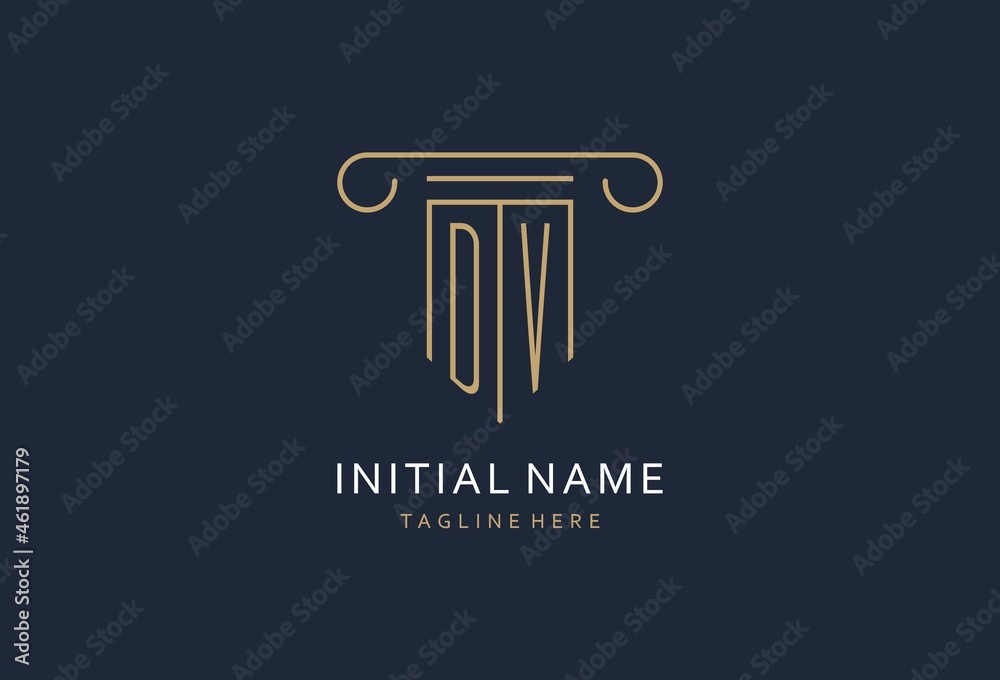 DV initial with pillar shape logo design, creative monogram logo design ...