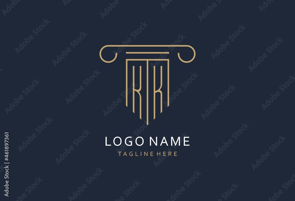 KK initial with pillar shape logo design, creative monogram logo design ...