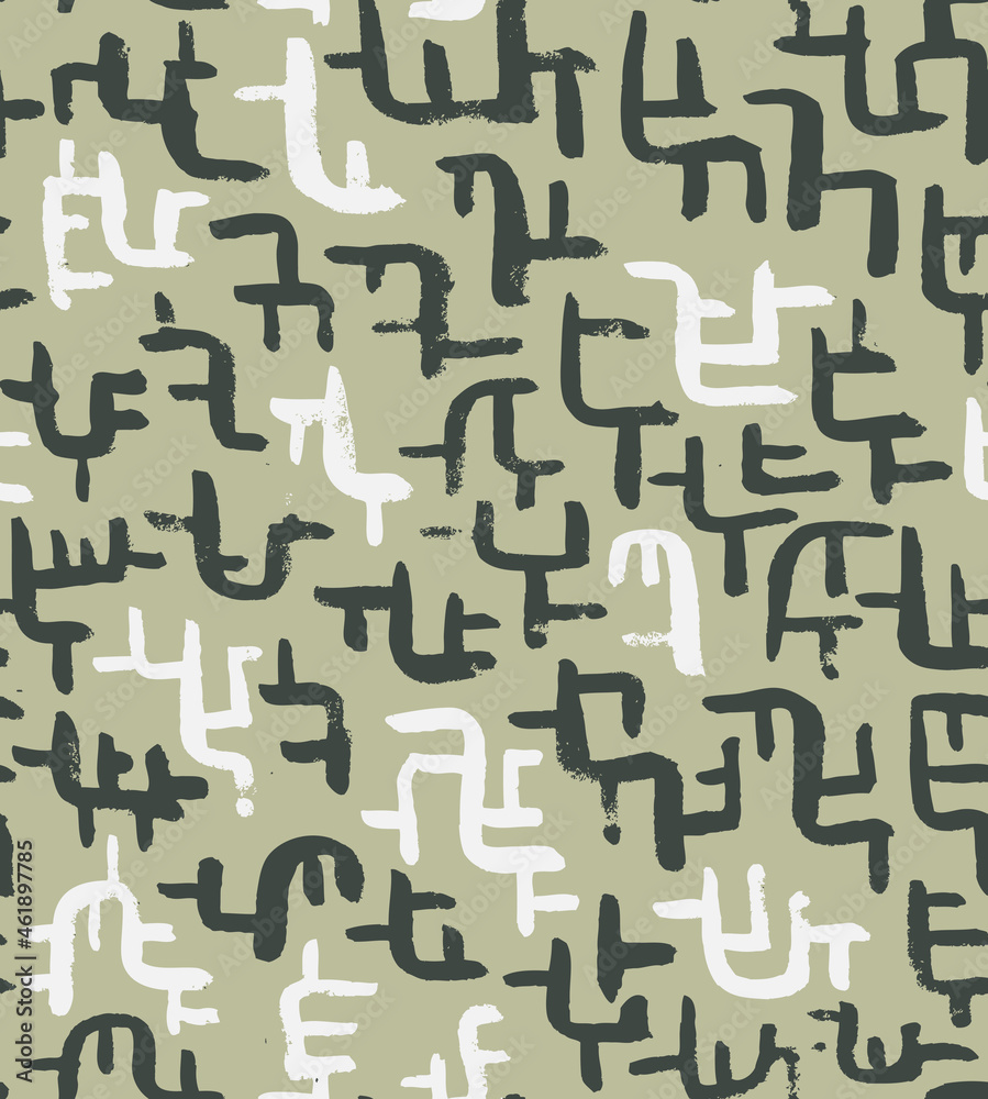 Ethnic Hand Drawn Vector Seamless Pattern. Organic Nature Green Design for Fabric, Wrapping Paper, Gift Cards etc.