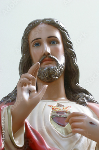 Sacred Heart of Jesus, statue in the parish church of St. Paul in Retkovec, Zagreb, Croatia photo