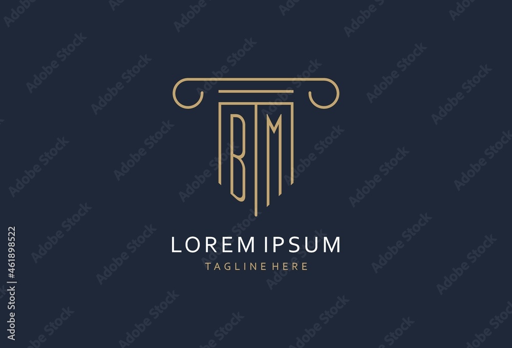 BM initial with pillar shape logo design, creative monogram logo design ...
