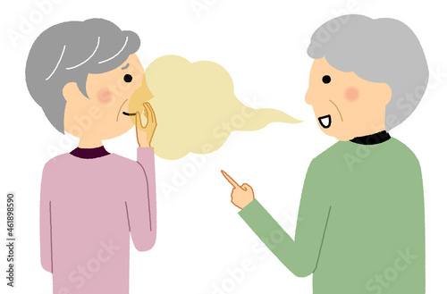 口臭がキツいシニア女性　会話