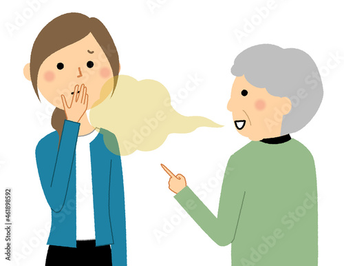 口臭がキツいシニア女性　会話