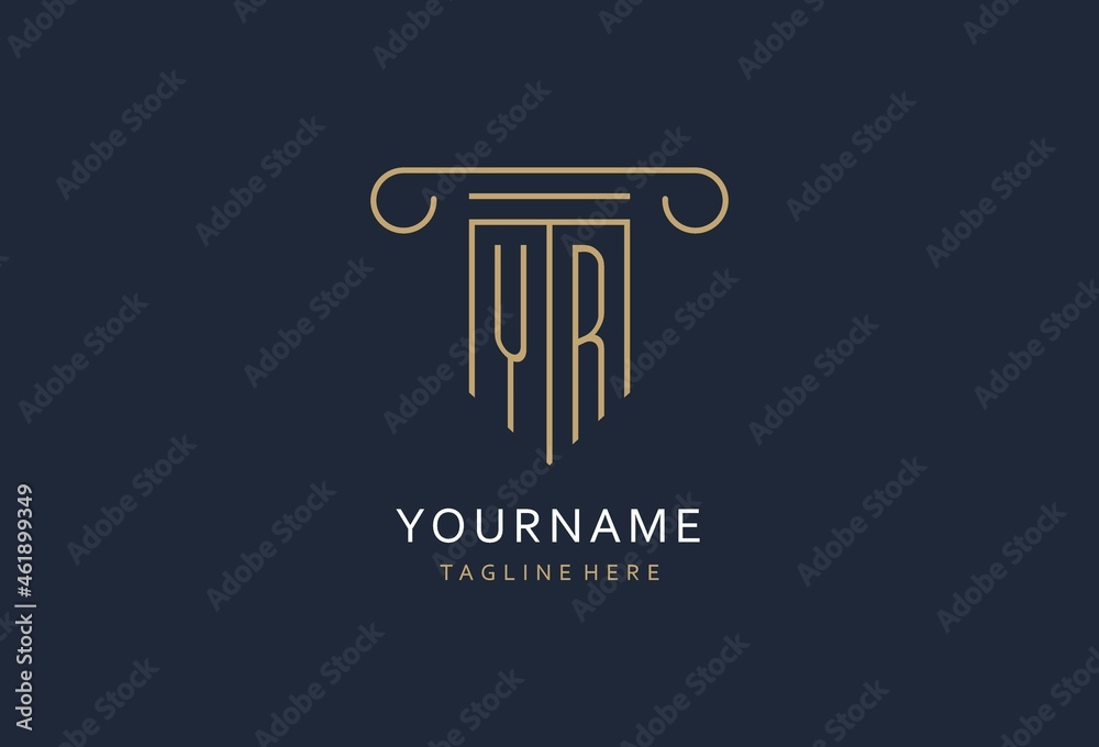 YR initial with pillar shape logo design, creative monogram logo design ...