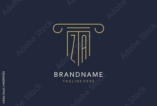 ZA initial with pillar shape logo design, creative monogram logo design for law firm