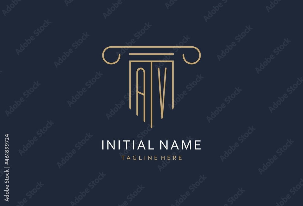 AV initial with pillar shape logo design, creative monogram logo design ...